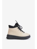 Lehká Kožená Sportovní Obuv Na Platformě Béžová Artiker 55C0554