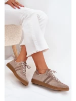 Semišové Nízké Tenisky Dámské Tmavě Béžové Zazoo N1068 Semišové Nízké Tenisky Dámské Tmavě Béžové Zazoo N1068