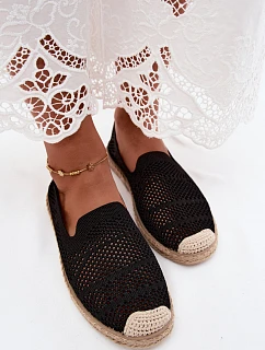 Dámské krajkové espadrilky z látky Černé Candessa