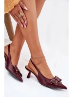 Dámské lodičky na jehlovém podpatku s mašlí Folesca – bordó Dámské lodičky na jehlovém podpatku s mašlí Folesca – bordó