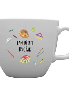 Personalizovaný MEGA XXL keramický hrnek 1 000 ml pro paní učitelku/pana učitele (pomůcky)