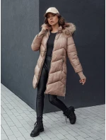 Dámská zimní bunda s prošívanou kožešinou a kapucí LAGOON camel FashionStreet TY4516