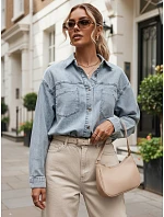 Dámská džínová košile s kapsami, světle modrá, FashionStreet DY0492