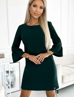 190-10 MARGARET šaty s krajkou na rukávech - ZELENÉ