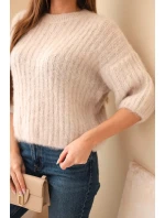 Svetr dámský z mohéru s krátkým rukávem béžový