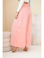 Dámské viskózové kalhoty s elastickým pasem meruňkové