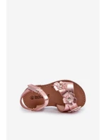 Dětské sandálky zdobené květy s suchým zipem růžové Fagossa