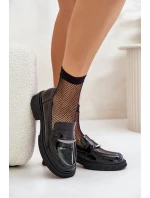 Lakované Dámské Mokasíny S Ozdobou Černé D&A LZ42-031 Lakované Dámské Mokasíny S Ozdobou Černé D&A LZ42-031