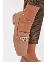 Kožené dámské mokasíny s ozdobným detailem D&A CR61-3125 Béžové