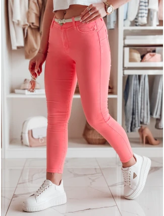 Dámské úzké kalhoty s páskem VIVASKIN světle růžové FashionStreet UY2468