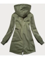 Dlouhá rozepínací dámská mikina v khaki barvě (AMG-819) Dlouhá rozepínací dámská mikina v khaki barvě (AMG-819)