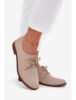 Dámské kožené elegantní šněrovací polobotky Zazoo 4238 béžové