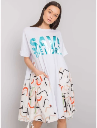 Šaty DHJ SK 13117.41P bílé a béžové