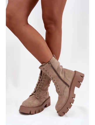 Dámské kotníkové boty worker s ozdobou Melisse – béžové