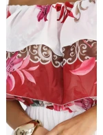 606-1 Dlouhé letní šaty - květinový červený ombre vzor 606-1 Dlouhé letní šaty - květinový červený ombre vzor