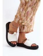 Dámské kožené žabky Zazoo 2896 Bílo-černé Dámské kožené žabky Zazoo 2896 Bílo-černé