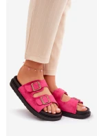 Dámské Pantofle Na Platformě S Přezkami Fuchsie Simbes