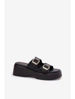 Dámské Klapky Na Klínu A Platformě S Přezkami Černé Nitarelia