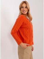 Oranžový dámský svetr na knoflíky