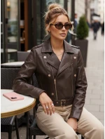 Dámské kožené ramonesky se zipy hnědé FashionStreet TY5641