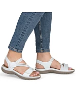 Pohodlné dámské sandály na suchý zip s gumičkami bílé Rieker 64870-81 Pohodlné dámské sandály na suchý zip s gumičkami bílé Rieker 64870-81