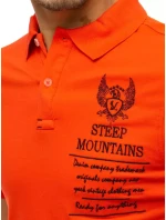 Pánská polokošile s výšivkou korálově červená FashionStreet PX0477