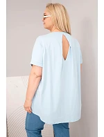 Dámská bavlněná halenka Plus Size s krátkým rukávem modrá