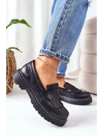 Kožené Polobotky Loafery Big Star II274100 Černé
