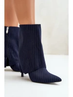 Dámské boty s pruhy na jehlách s ohrnutým svrškem a špičatými špičkami tmavě modré Naritua