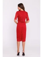S379 Krajkové šaty s dvouvrstvým vrškem - červené S379 Krajkové šaty s dvouvrstvým vrškem - červené