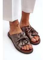 Dámské měděné pantofle na plochém podpatku Nelvira