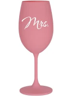 MRS. - růžová sklenice na víno 350 ml