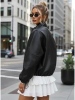 Dámská kožená bunda bomber černá FashionStreet TY5595