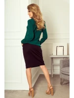 Dámská halenka v zelené lahvové barvě s vázáním ve přední části model 5917700