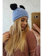 Fleecová čepice 2 bambulky K291 modrá Fleecová čepice 2 bambulky K291 modrá