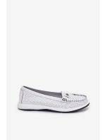 Dámské Kožené Mokasíny S.Barski LR51-673 Bílé Dámské Kožené Mokasíny S.Barski LR51-673 Bílé