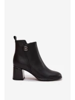 Dámské kožené zateplené boty Jovelle – černé, na podpatku