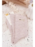 Dámské teplé vlněné ponožky s nášivkou – béžové Dámské teplé vlněné ponožky s nášivkou – béžové