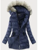Tmavě modrá dámská zimní bunda s odepínacími rukávy (w761) Tmavě modrá dámská zimní bunda s odepínacími rukávy (w761)