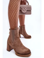 Kůže Botky Na Sloupku Hnědé Liresa