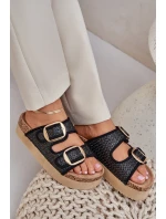 Sandály S Pletením A Sponami Na Masivní Platformě Černé Aralissea