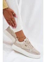 Dámské Kožené Tenisky Na Platformě Béžové Velarria