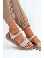 Dámské Kožené Sandály Na Platformě Béžové Zazoo 40443