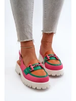 Dámské sandály na plochém podpatku s ozdobou oranžová D&A Dámské sandály na plochém podpatku s ozdobou oranžová D&A