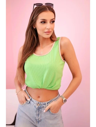 Dámská halenka na ramínka s ozdobným lemem jasně zelená