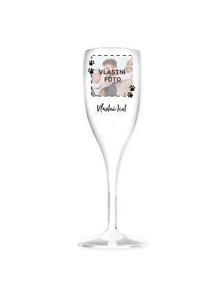 Personalizovaná nerozbitná prosecco sklenice s fotkou mazlíčka a textem Personalizovaná nerozbitná prosecco sklenice s fotkou mazlíčka a textem