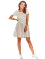 Dámské šaty M205 béžové pruhy - Infinite You