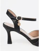 Pěkné  lodičky černé dámské na jehlovém podpatku