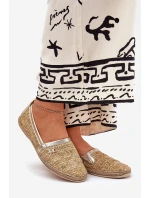 Elegantní Kožené Espadrilky S Pletením Béžovo-Zlaté Zazoo 10178 Elegantní Kožené Espadrilky S Pletením Béžovo-Zlaté Zazoo 10178