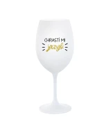 CHRASTÍ MI JAZYK - biely pohár na víno 350 ml